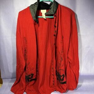Koret Holiday Red Embroidered Cardigan Sweater With Attached Cami 3X V3